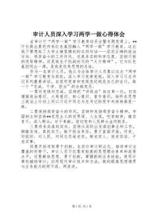 审计人员深入学习两学一做心得体会
