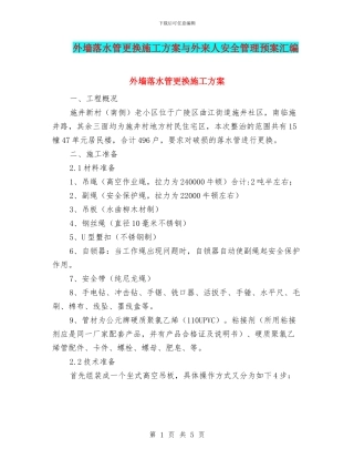 外墙落水管更换施工方案与外来人安全管理预案汇编