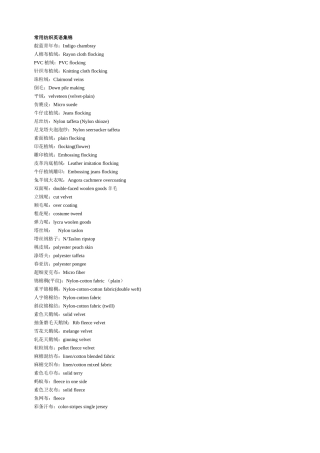 纺织英语词汇大全