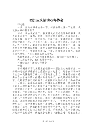 洒扫应队活动心得体会