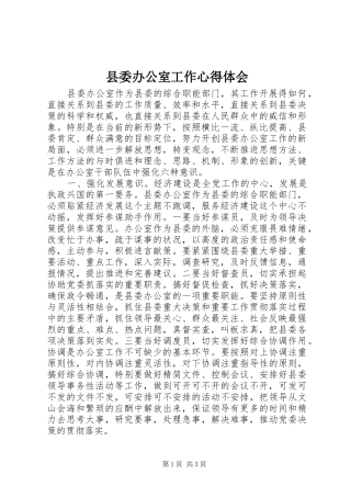 县委办公室工作心得体会