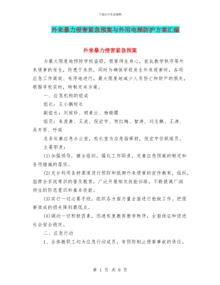 外来暴力侵害紧急预案与外用电梯防护方案汇编