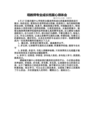 观教师专业成长档案心得体会