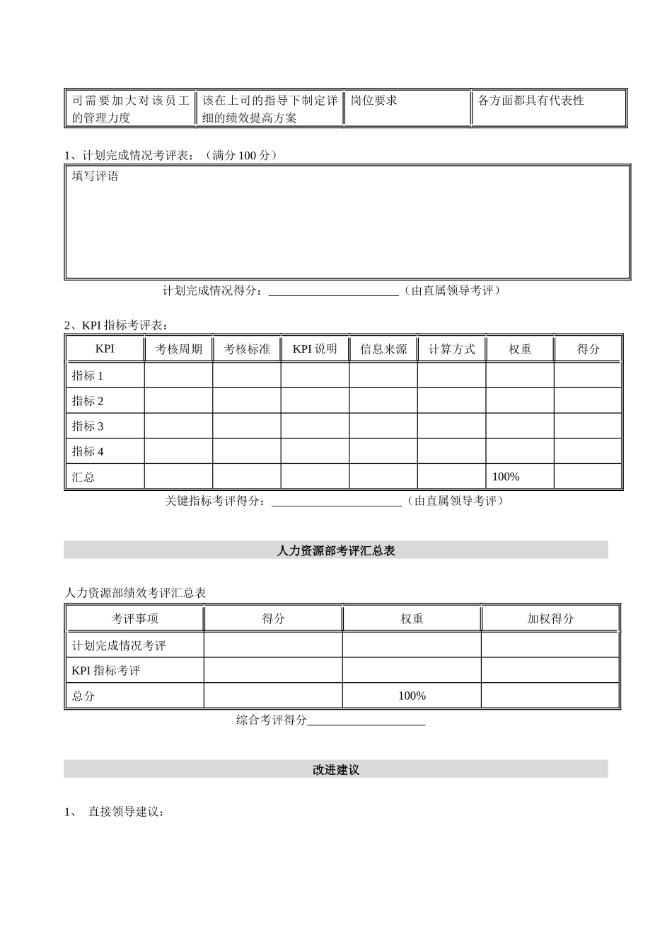 电力行业-员工岗位季度考评表_第2页