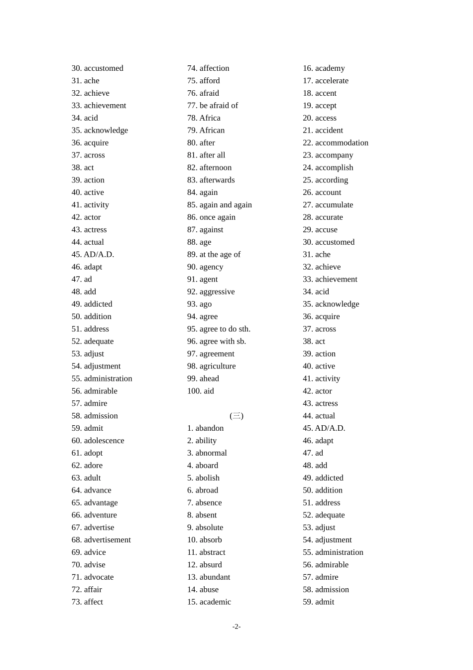 考纲词汇听写清单打印_第2页