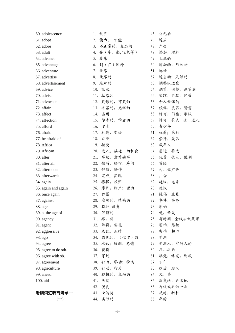 考纲词汇听写清单打印_第3页