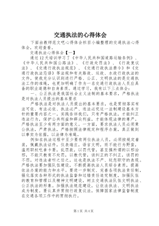 交通执法的心得体会