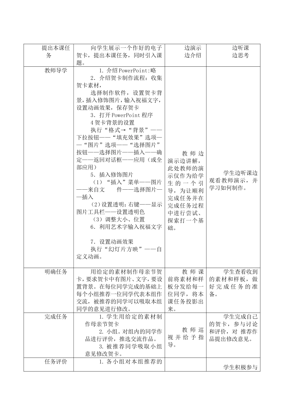 《运用PowerPoint制作电子贺卡》教学设计_第3页
