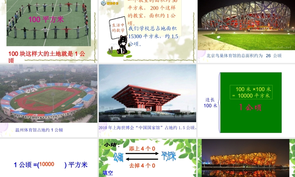 公顷、平方千米的认识_总结面积单位间的进率_
