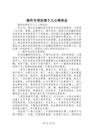 案件专项治理个人心得体会