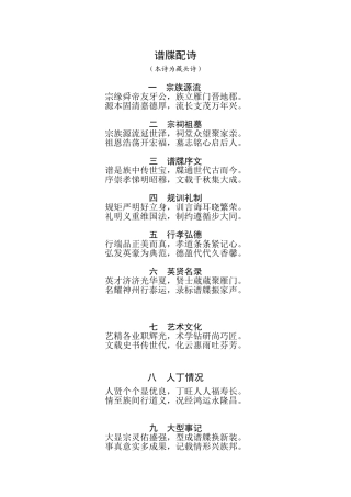 谱牒目录配诗