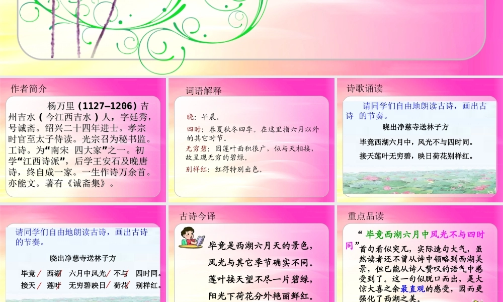 《晓出净慈寺送林子方》