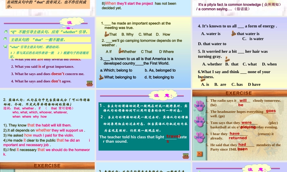 名词性从句的专项训练