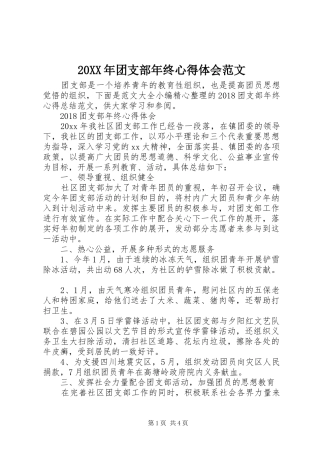 20XX年团支部年终心得体会范文