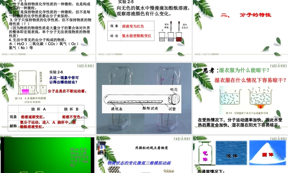 构成物质的微粒——分子