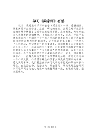 学习《梁家河》有感