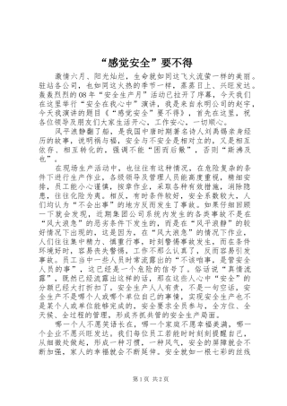 “感觉安全”要不得