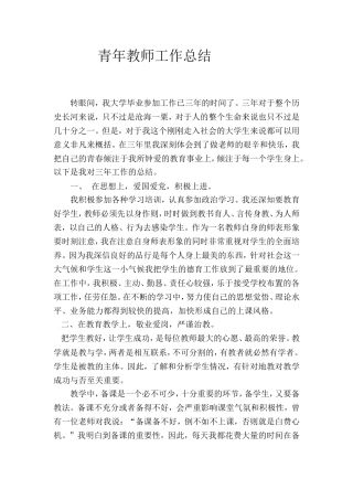 青年教师工作总结