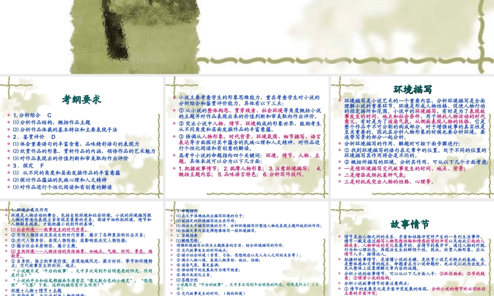 高考语文小说阅读专题