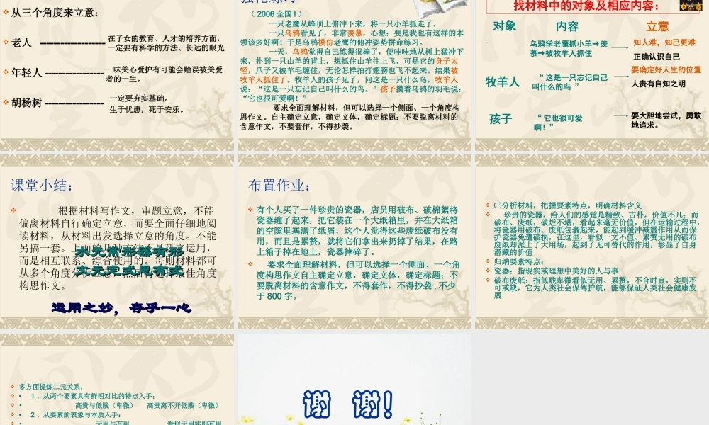 《新材料作文的审题立意》教学课件