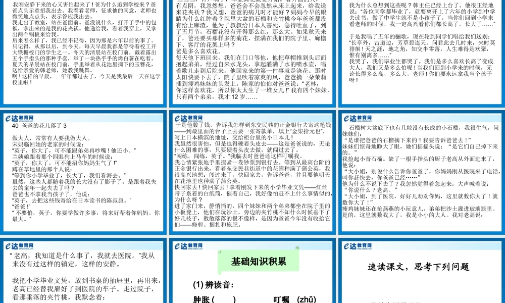 初中语文-《爸爸的花儿落了》