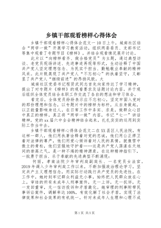 乡镇干部观看榜样心得体会