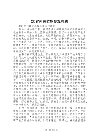 XX省内黄监狱参观有感