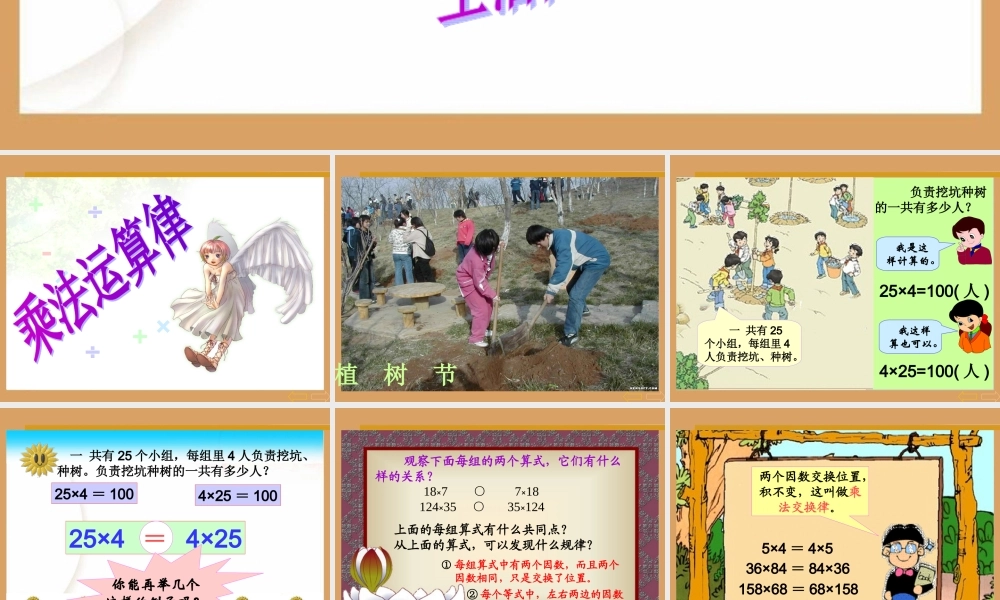 小学四年级数学《乘法运算律》