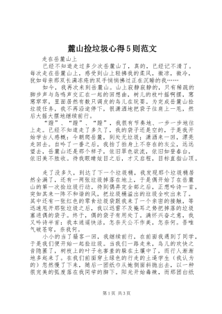 麓山捡垃圾心得5则范文