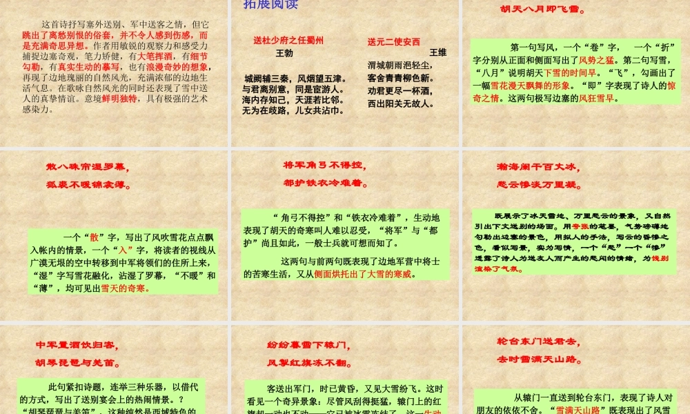 《白雪歌送武判官归京》教学课件