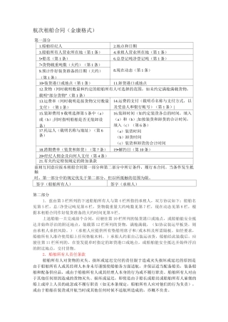 金康航次租船合同中文版