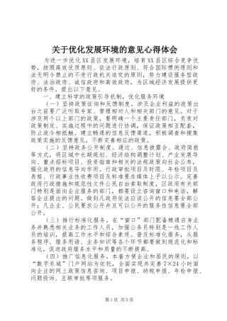 关于优化发展环境的意见心得体会