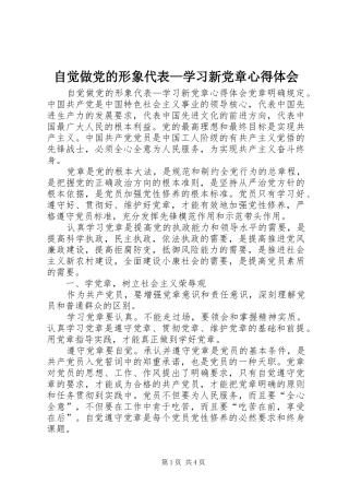 自觉做党的形象代表—学习新党章心得体会
