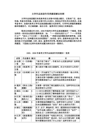 文学作品阅读作用类题型解法初探
