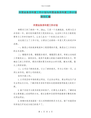 外贸业务员年度工作计划与外贸业务员年度工作计划报告汇编