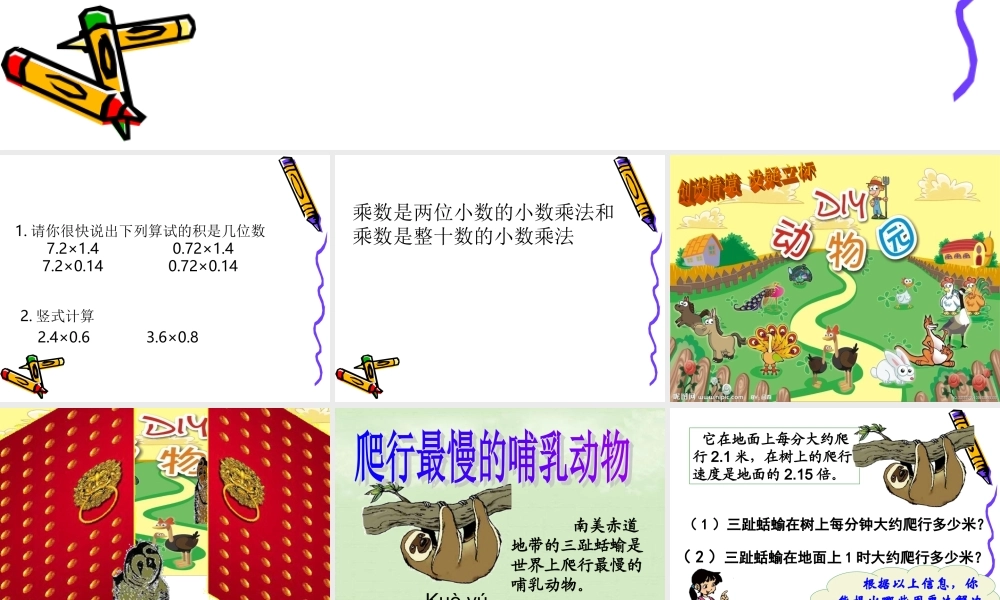 北师大版四年级数学下册课《爬行最慢的哺乳动物》课件