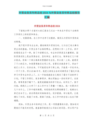 外贸业务员年终总结2024与外贸业务员年终总结报告汇编