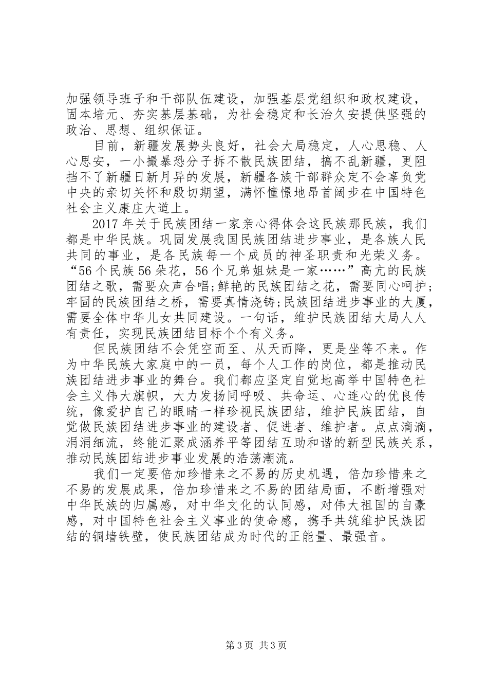 关于民族团结一家亲心得体会_第3页