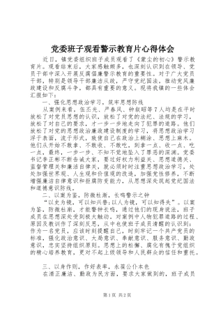 党委班子观看警示教育片心得体会