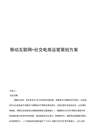 互联网 移动互联网+社交电商运营策划方案