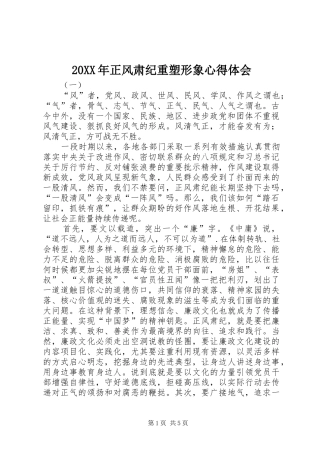 20XX年正风肃纪重塑形象心得体会