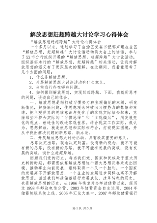 解放思想赶超跨越大讨论学习心得体会