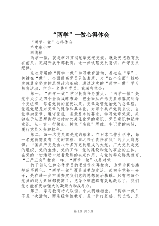 “两学”一做心得体会