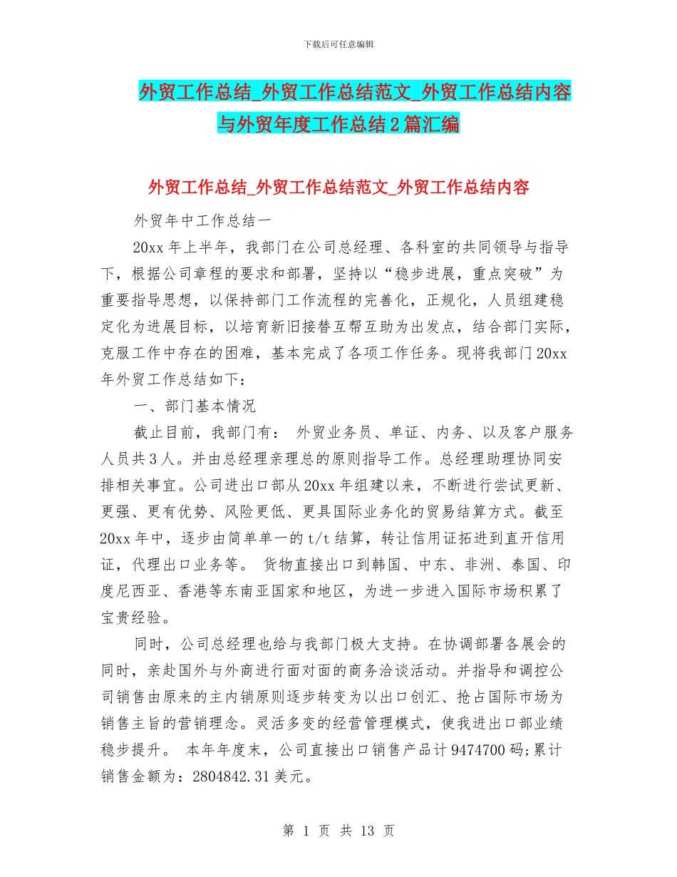 外贸工作总结_第1页