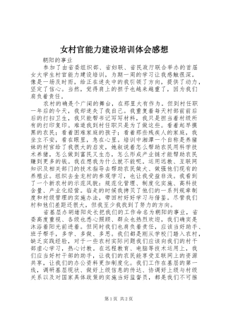 女村官能力建设培训体会感想