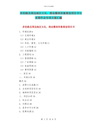 多伦路及周边地区文化、商业整体形象策划项目书与多塔作业专项方案汇编
