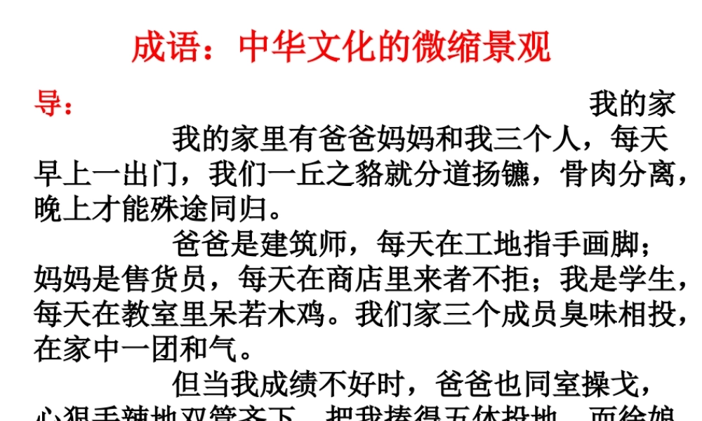 成语：中华文化的微缩景观