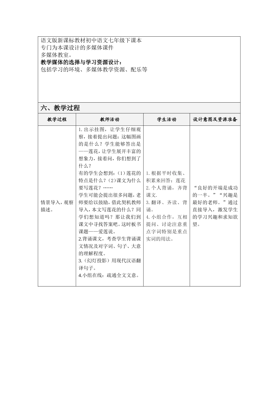 《爱莲说》教学设计方案_第2页