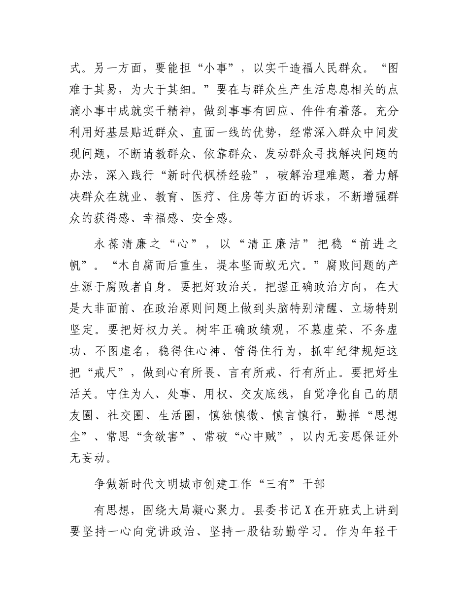 某县2024年年轻干部培训班学员座谈会发言汇编11篇_第3页