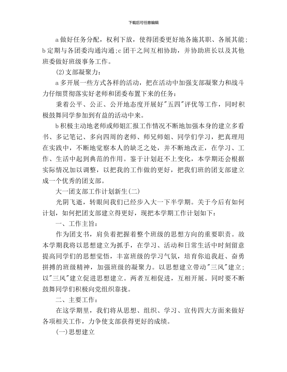 大一新生团支部工作计划范文_第2页